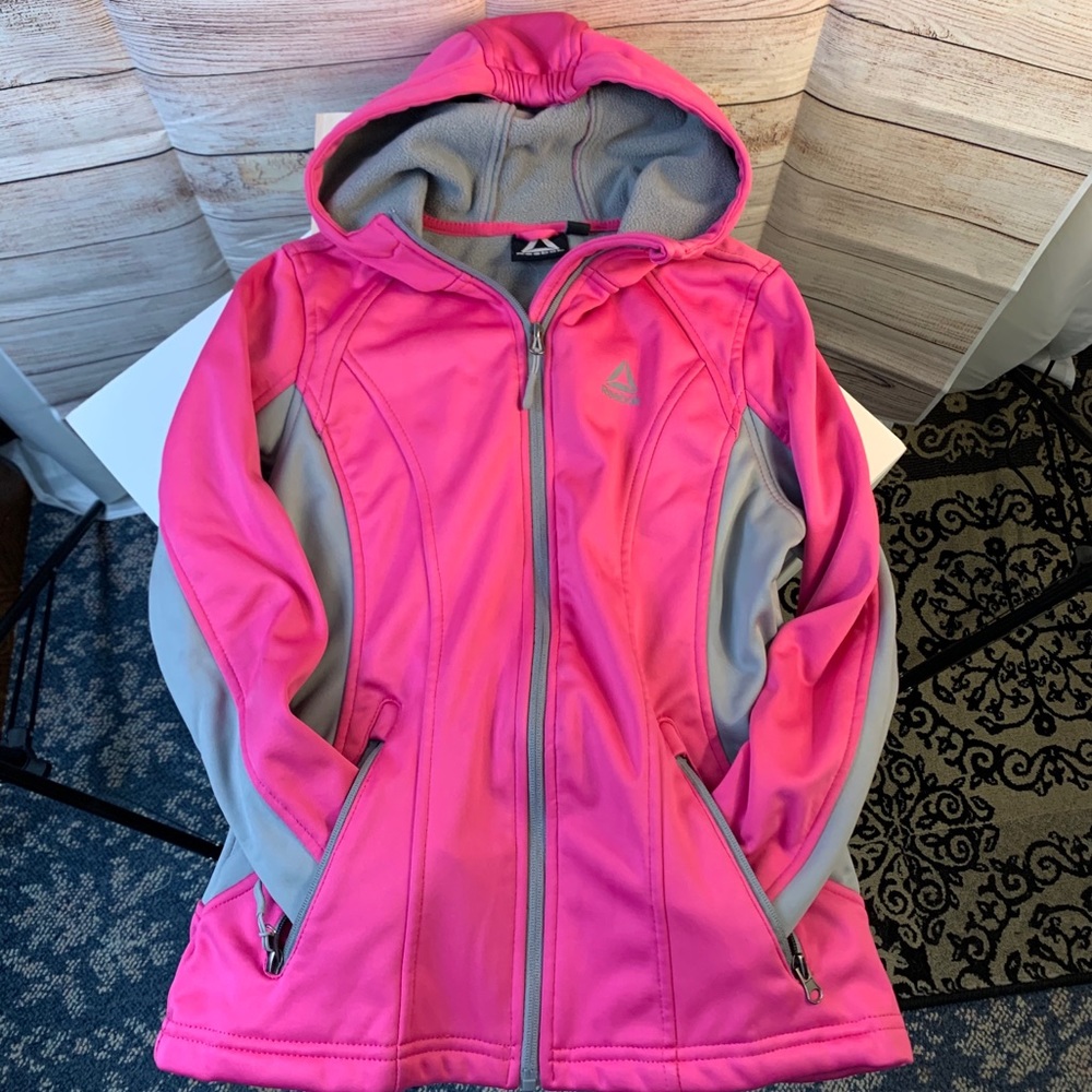 Reebok Pink/Gray Hooded Jacket Winter Wear - Picture 1 of 8
